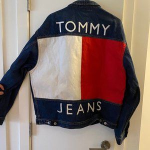 Vintage 90s Tommy Hilfiger Jeans Denim Jacket Big Flag Hip Hop Rap Preowned